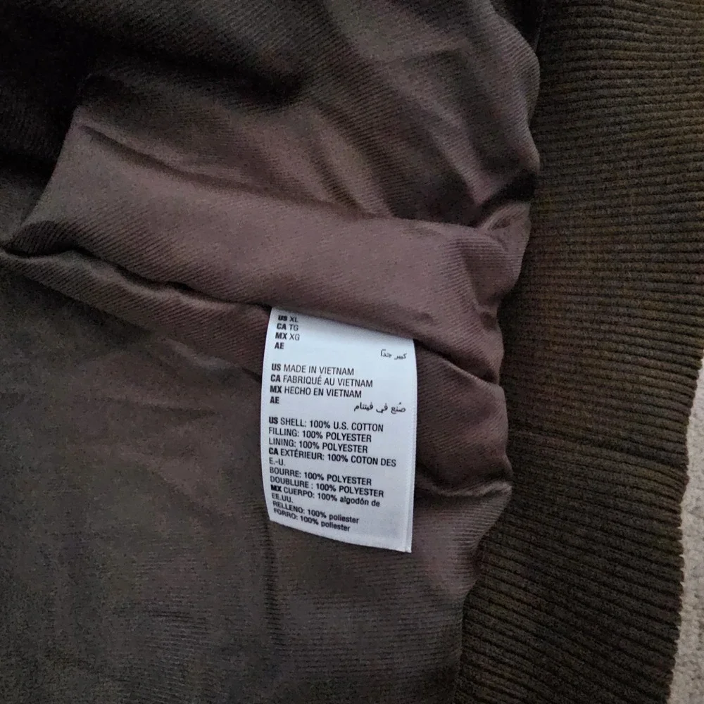 Mode of One Men Multi Pocket Bomber Jacket Zip Cotton‎ Insulated Dark Walnut XL